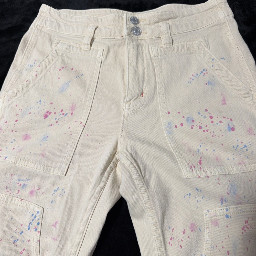 Pilcro Anthropologie Size 26 The Wanderer Jeans Pants Ivory Whimsical - Picture 2 of 10
